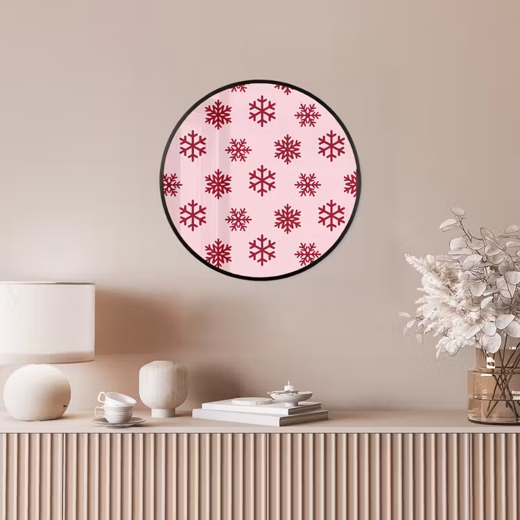 Ronde fotolijst - Sneeuwvlok - Roze - Rood - Kerst — 5