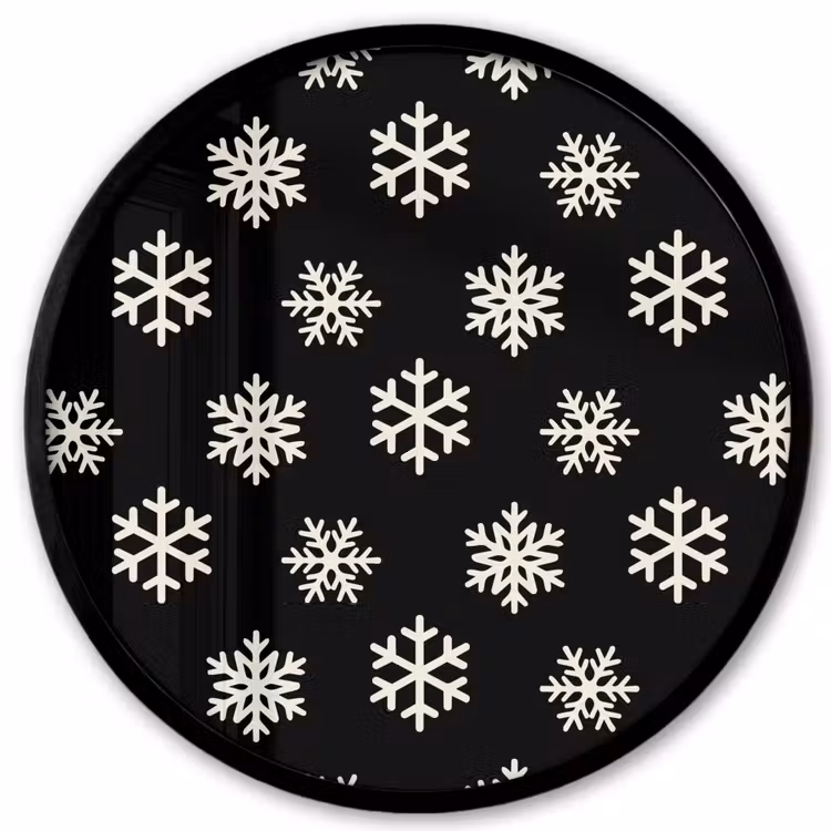 Ronde fotolijst - Sneeuwvlok - Zwart - Wit - Kerst — 1