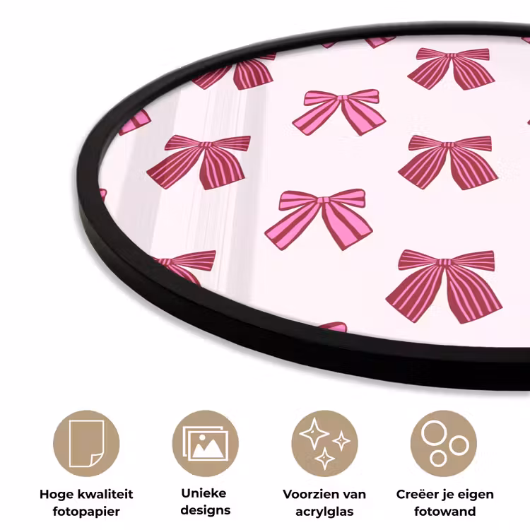 Ronde fotolijst - Strikken - Kerst - Roze — 2