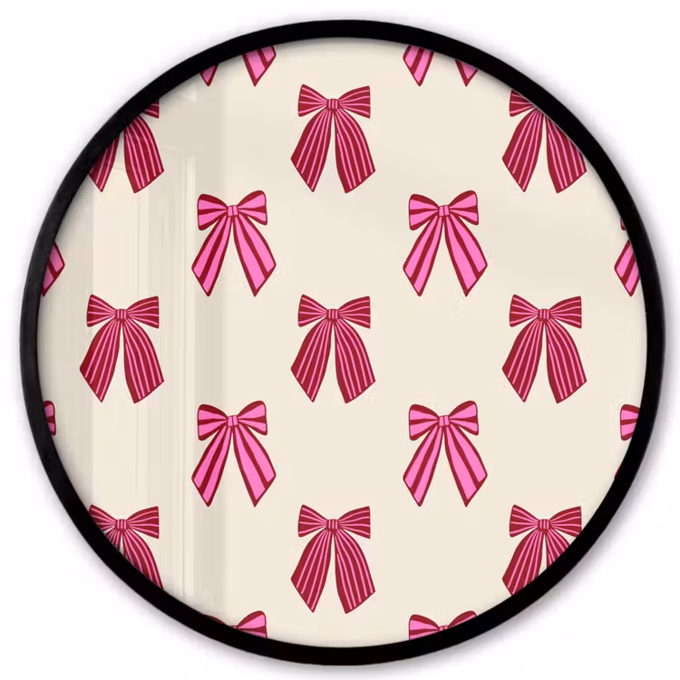 Ronde fotolijst - Strikken - Kerst - Roze - Crème — 1