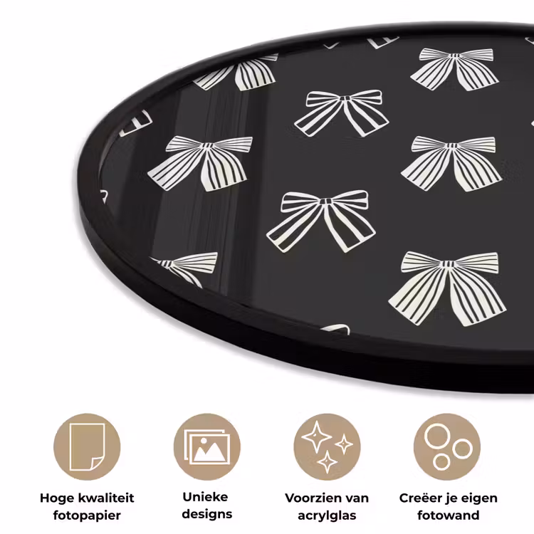 Ronde fotolijst - Strikken - Kerst - Crème - Zwart — 2