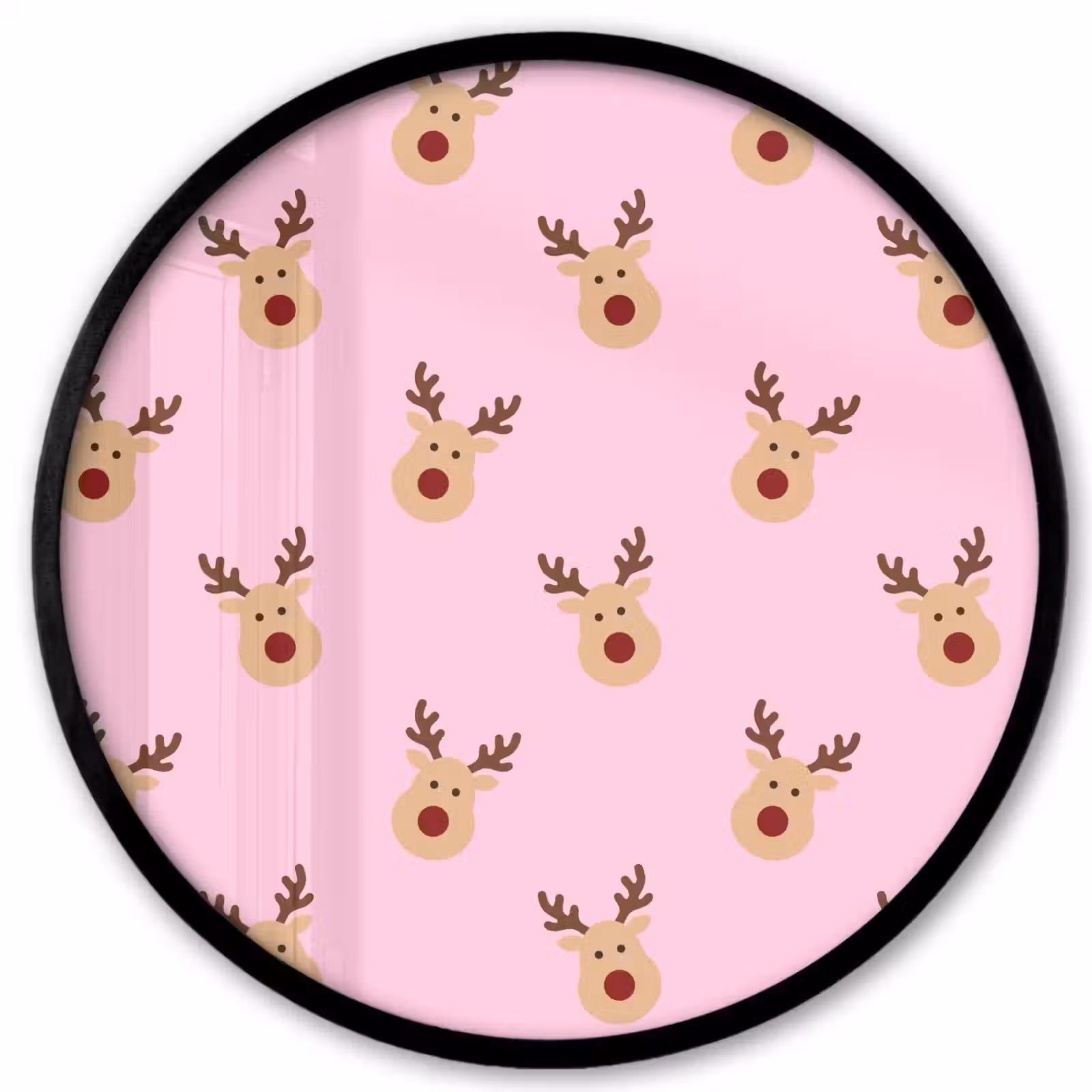Ronde fotolijst - Rendieren - Kerst - Roze — 1