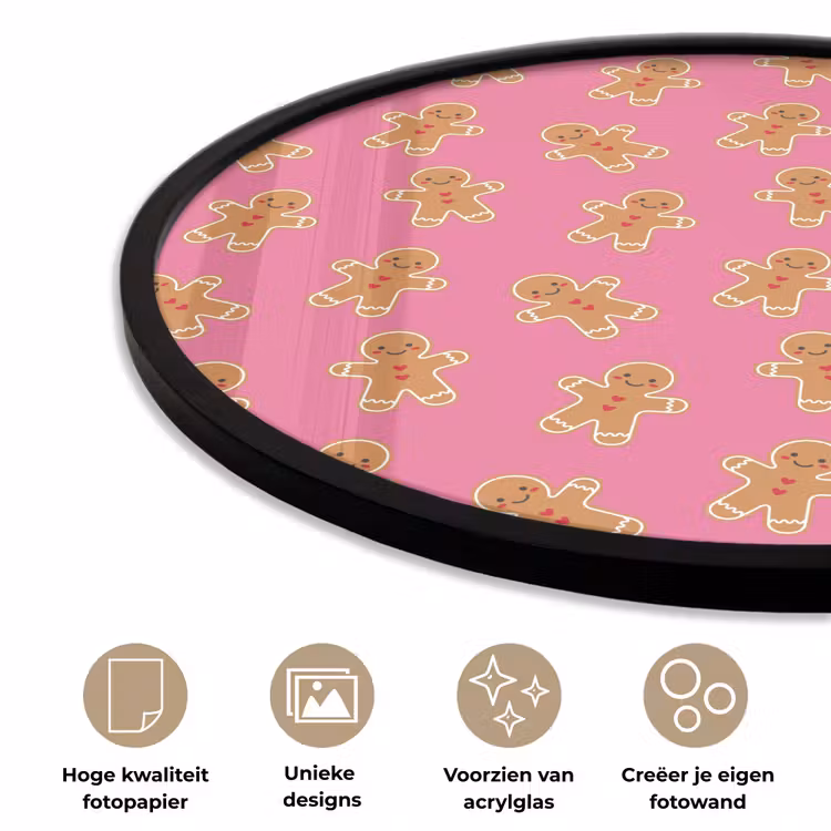 Ronde fotolijst - Peperkoek - Roze - Bruin - Kerst — 2