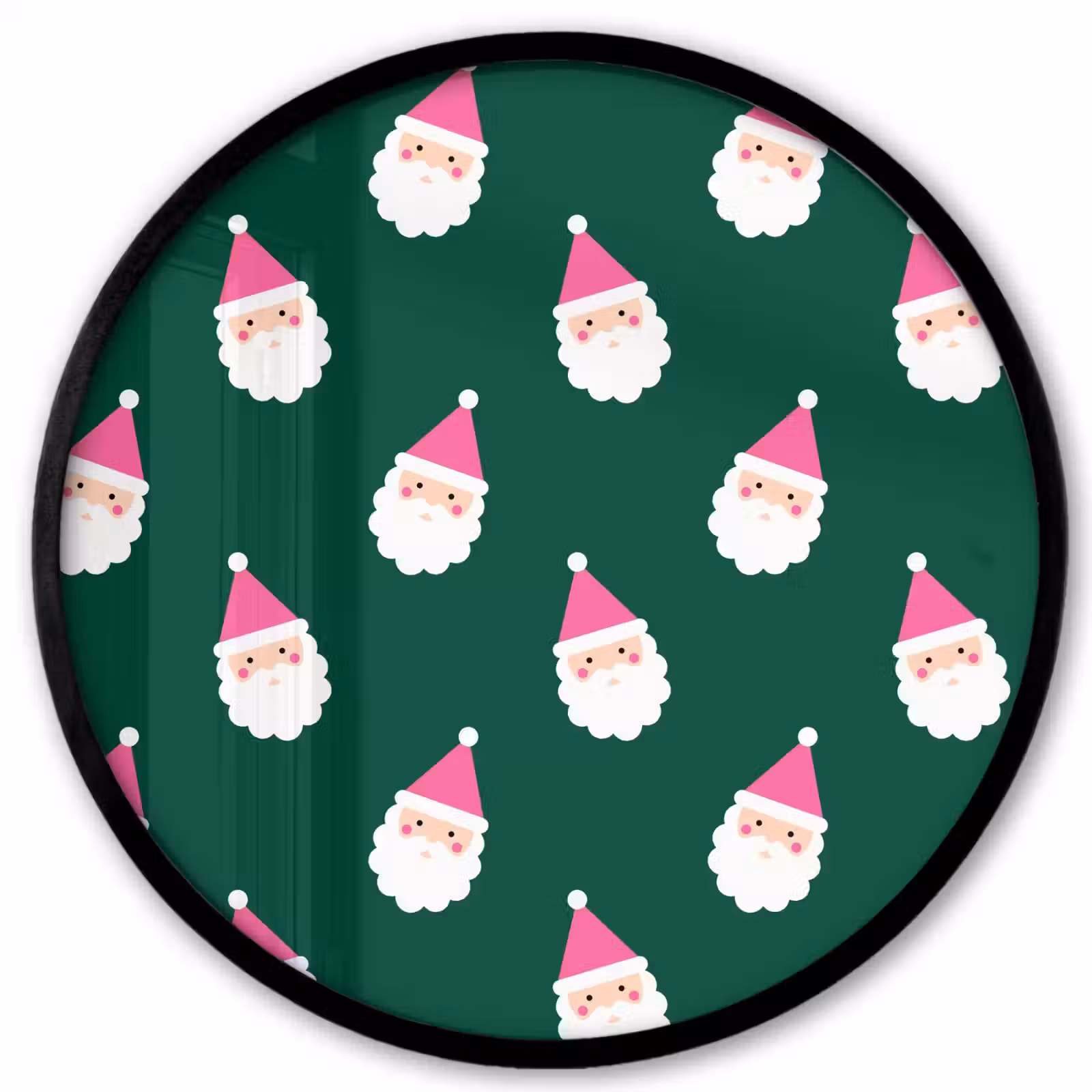 Ronde fotolijst - Kerstman - Kerst - Groen - Roze — 1