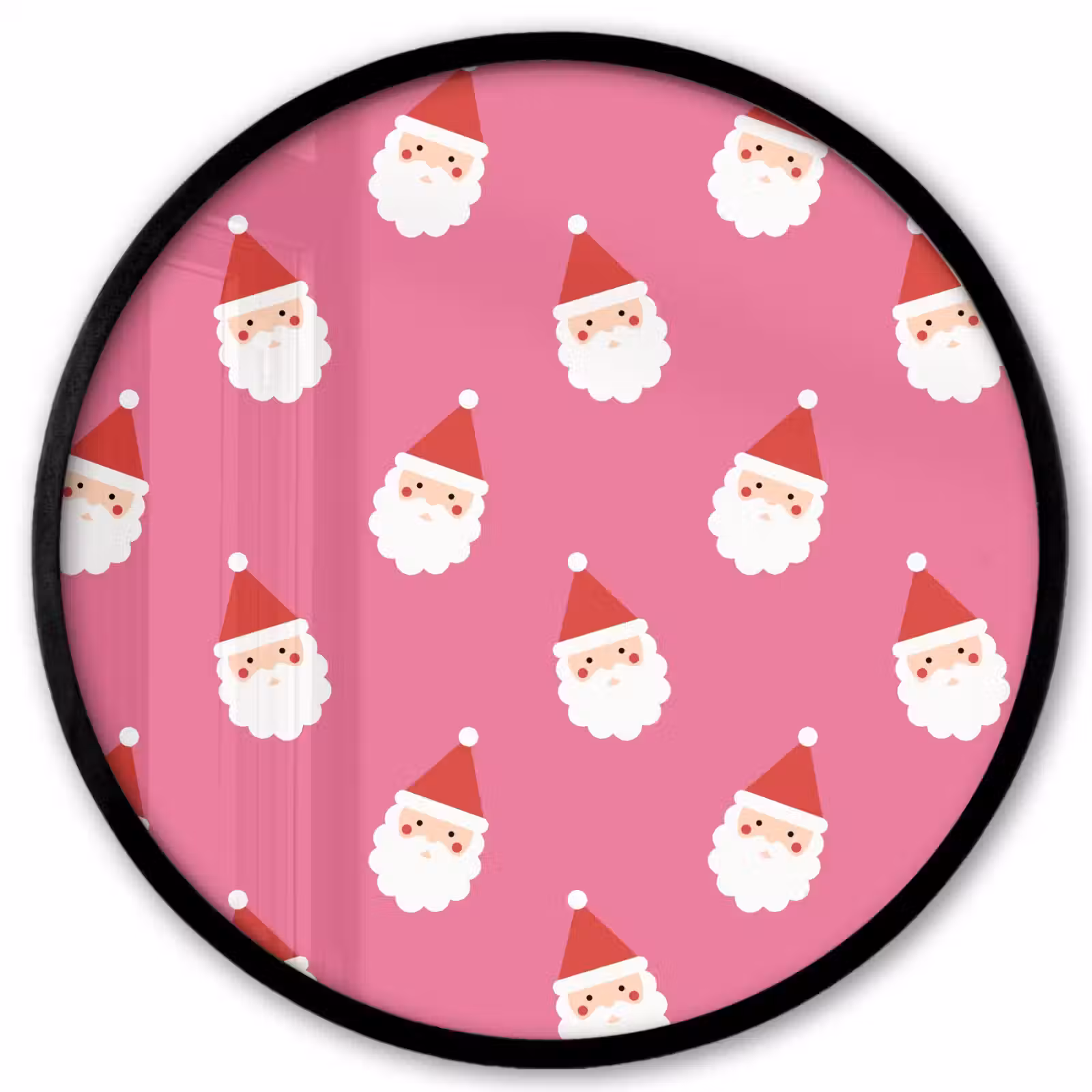 Ronde fotolijst - Kerstman - Kerst - Rood - Roze — 1