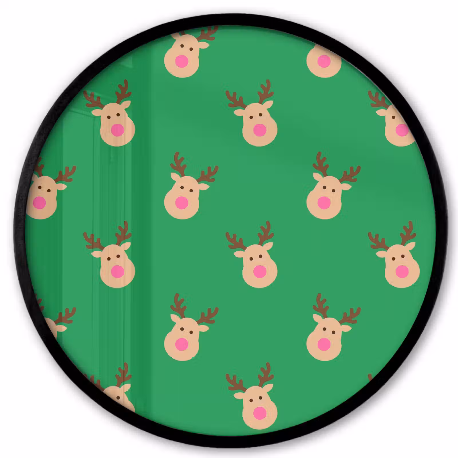 Ronde fotolijst - Rendieren - Kerst - Neon - Groen — 1
