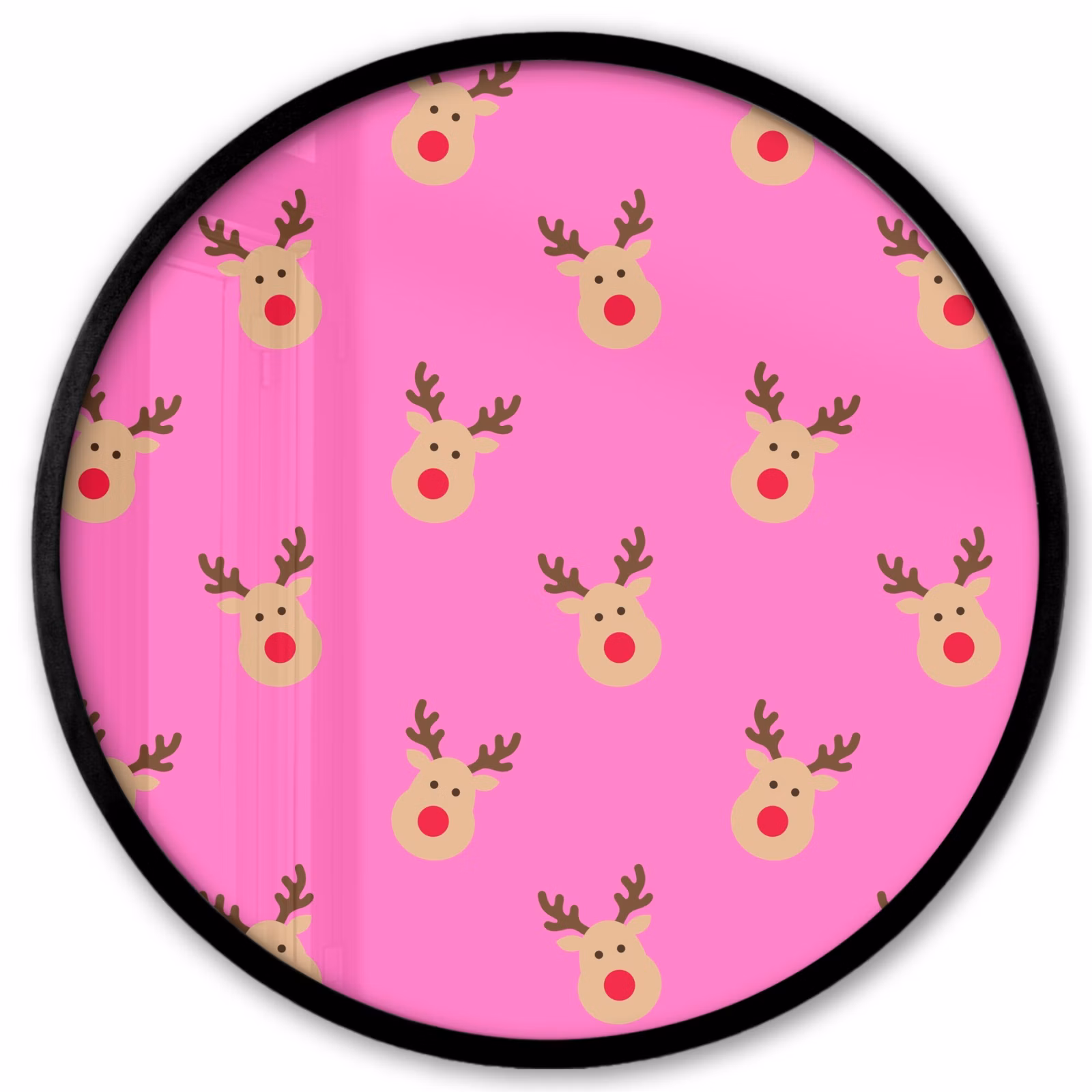 Ronde fotolijst - Rendieren - Kerst - Neon - Roze — 1