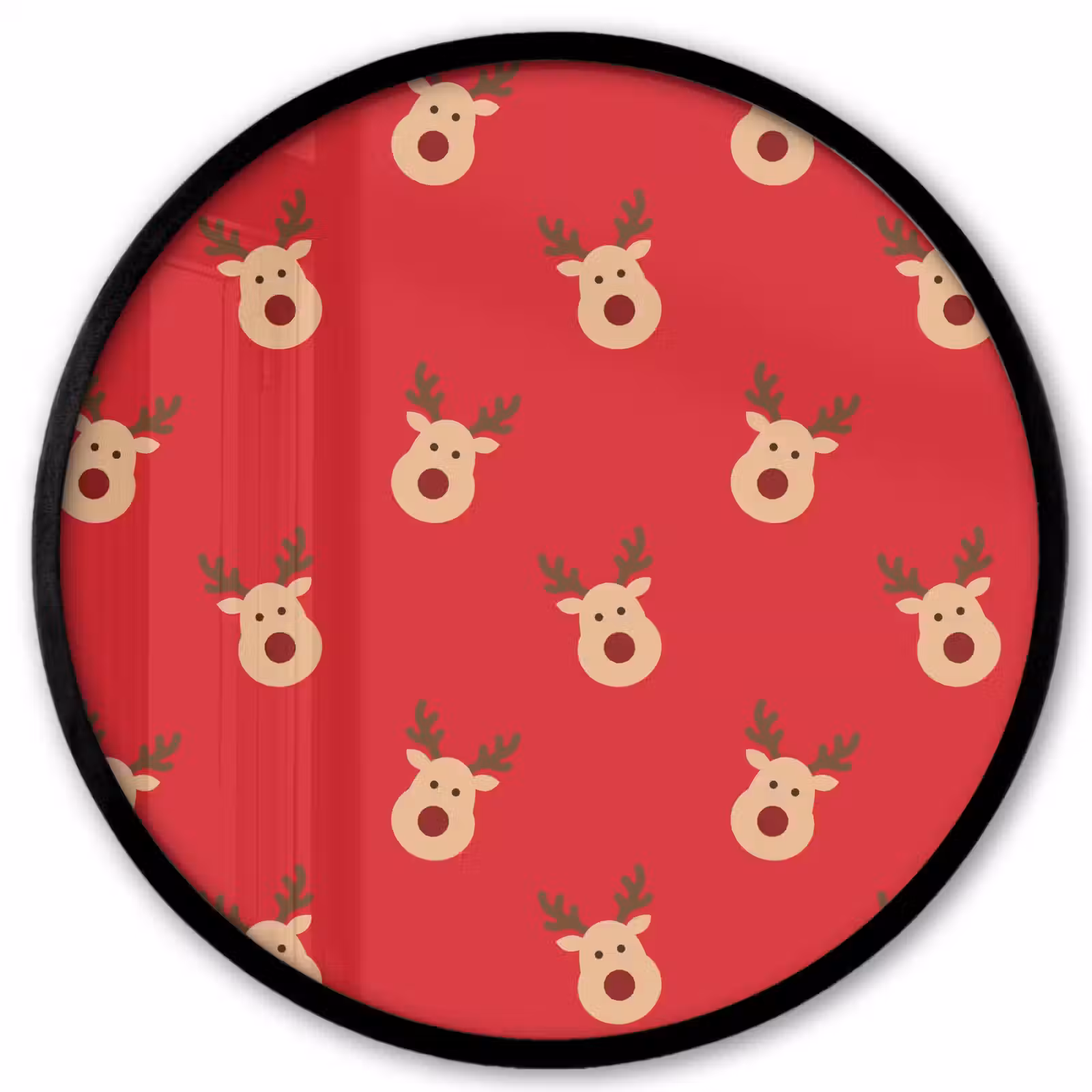 Ronde fotolijst - Rendieren - Kerst - Rood — 1
