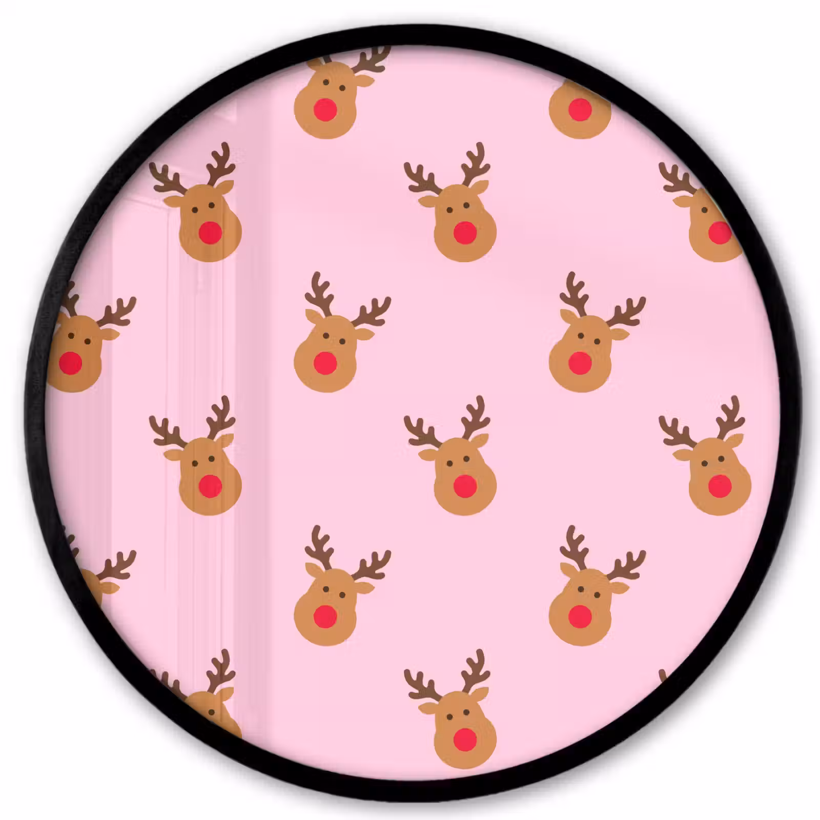 Ronde fotolijst - Rendieren - Kerst - Roze - Rood — 1
