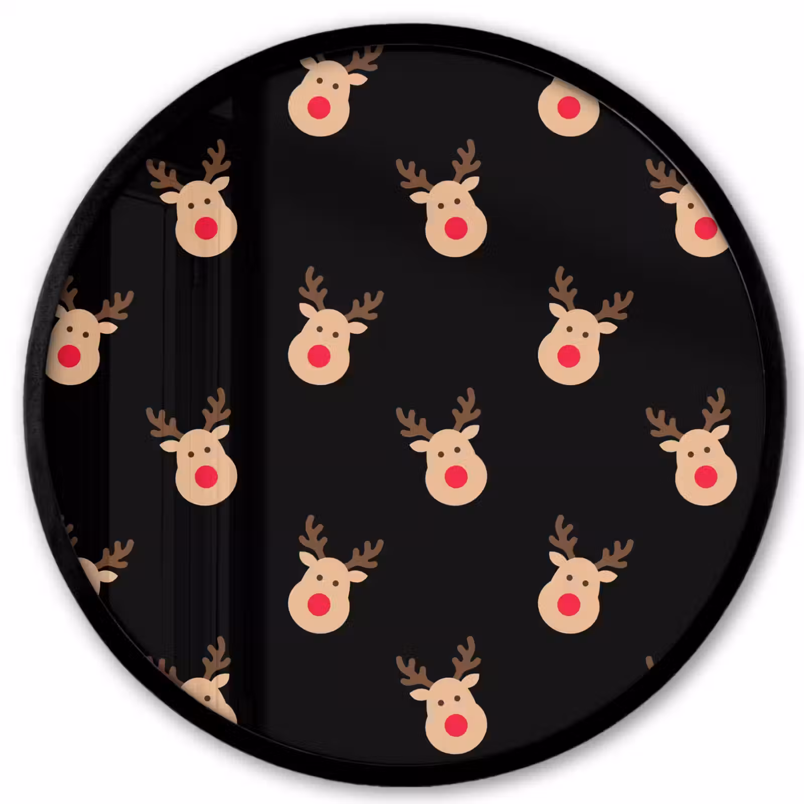 Ronde fotolijst - Rendieren - Kerst - Zwart — 1