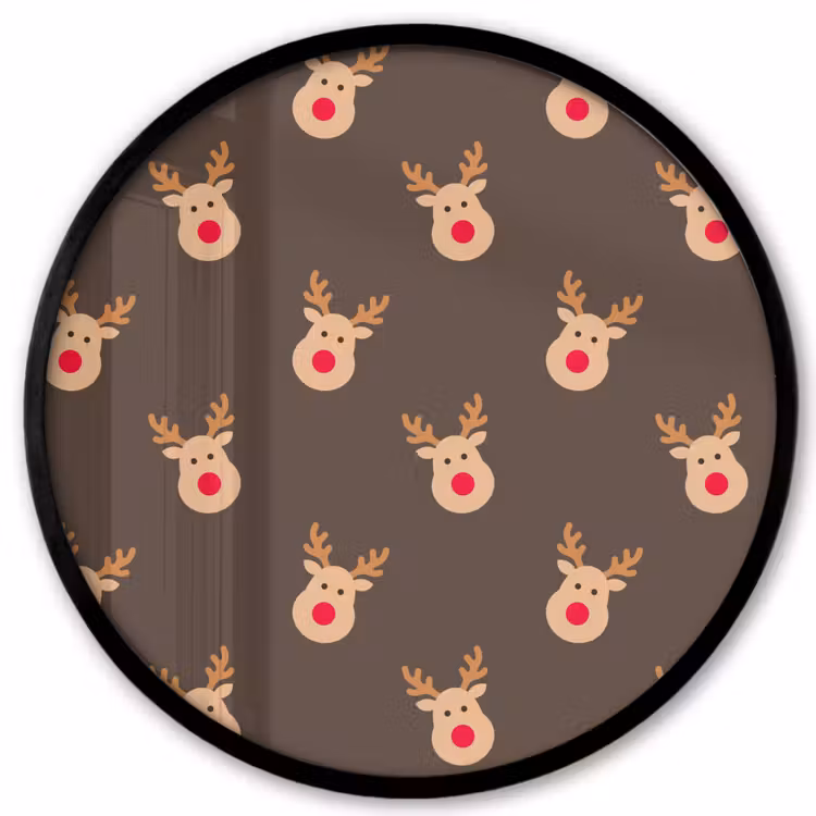 Ronde fotolijst - Kerst - Rendieren - Bruin — 1