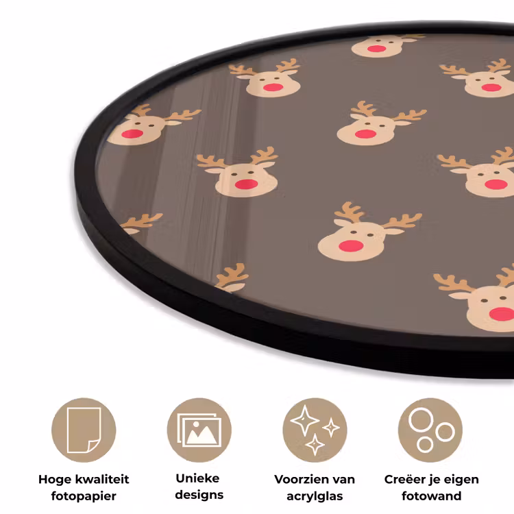 Ronde fotolijst - Kerst - Rendieren - Bruin — 2