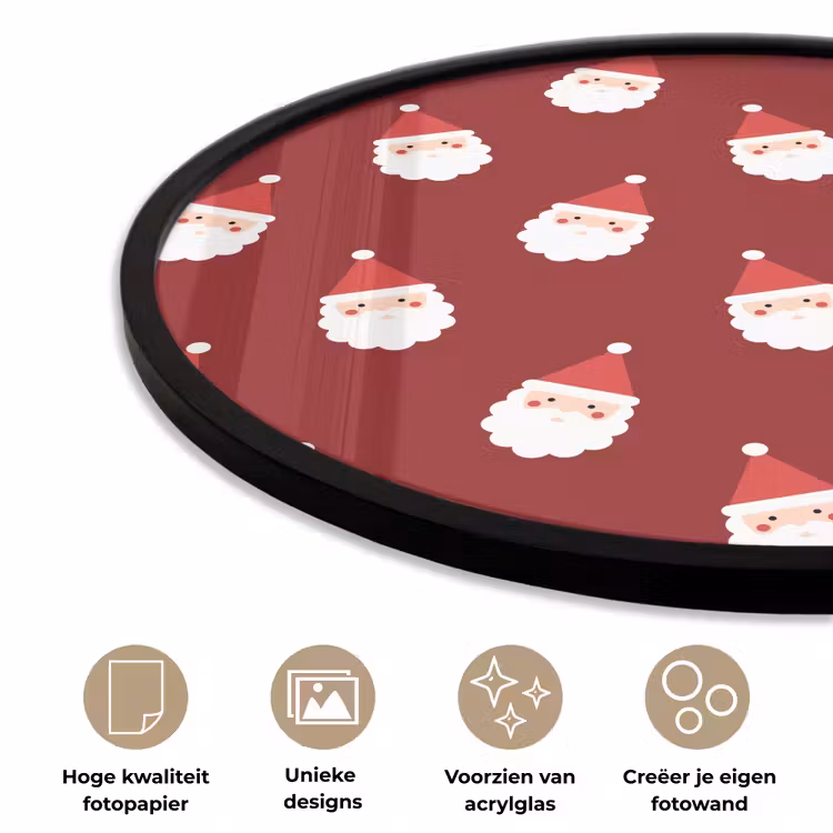 Ronde fotolijst - Kerstman - Kerst - Rood — 2