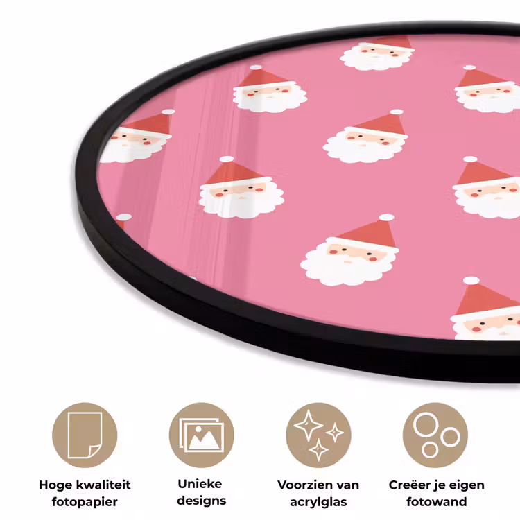 Ronde fotolijst - Kerstman - Kerst - Rood - Roze — 2