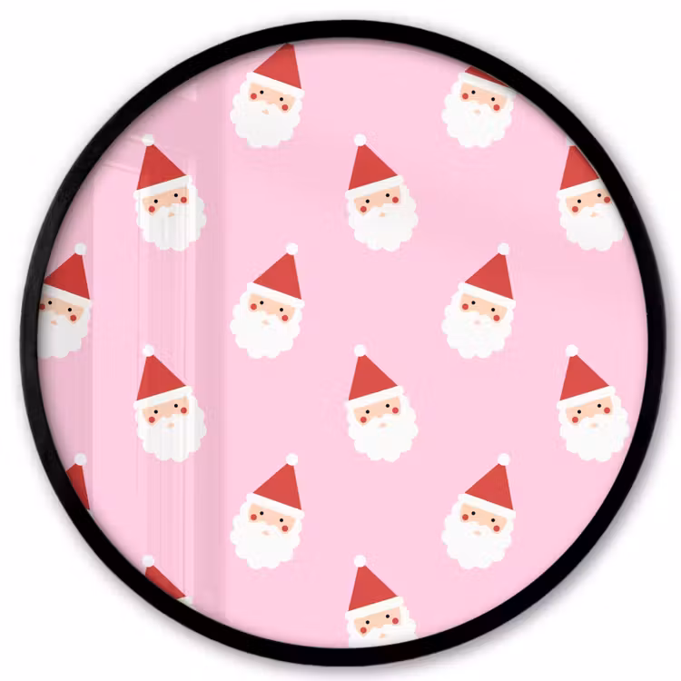 Ronde fotolijst - Kerstman - Kerst - Roze — 1