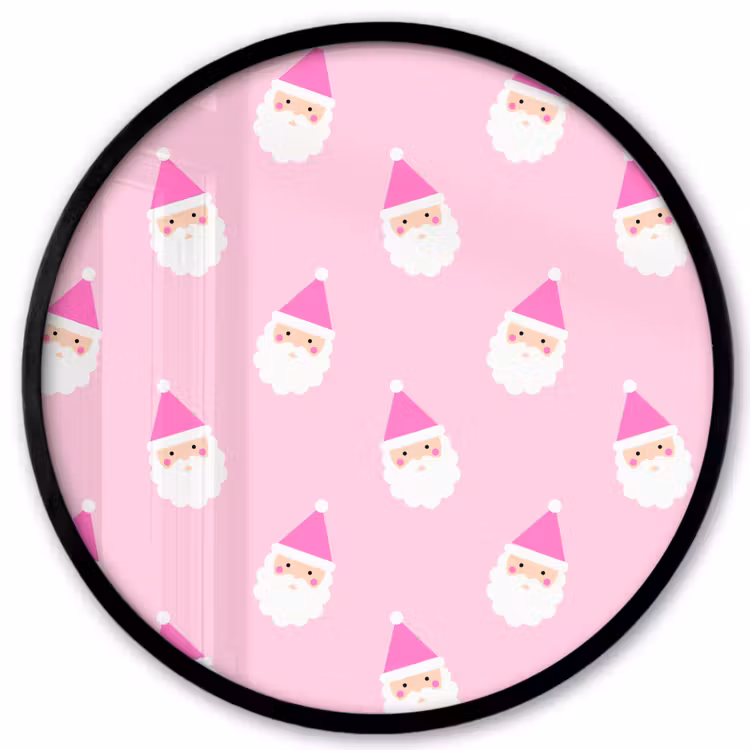 Ronde fotolijst - Kerstman - Kerst - Roze - Pastel — 1
