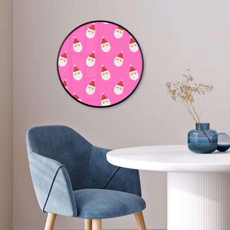 Ronde fotolijst - Kerstman - Kerst - Roze - Rood — 4