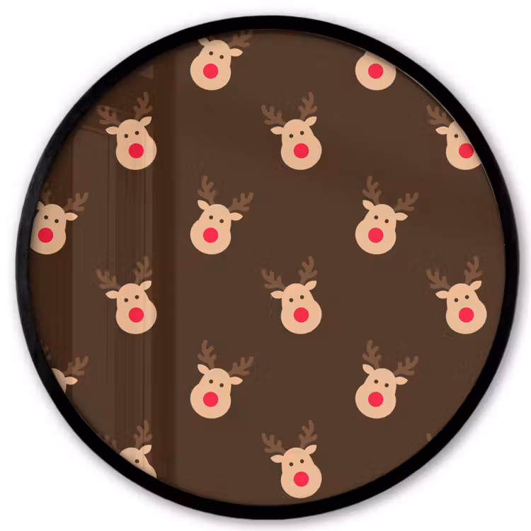 Ronde fotolijst - Rendieren - Kerst - Bruin — 1