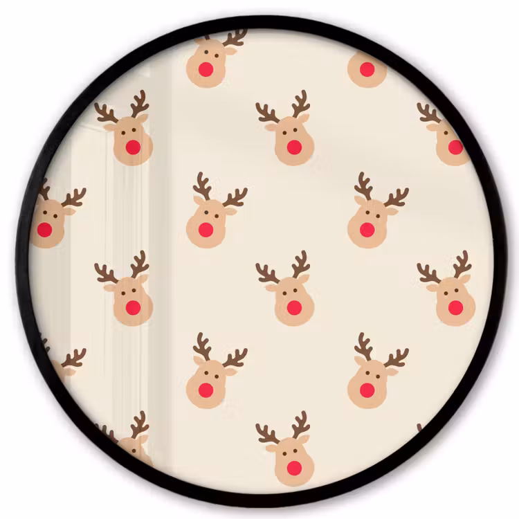 Ronde fotolijst - Rendieren - Kerst - Crème — 1