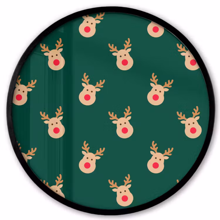 Ronde fotolijst - Rendieren - Kerst - Groen — 1