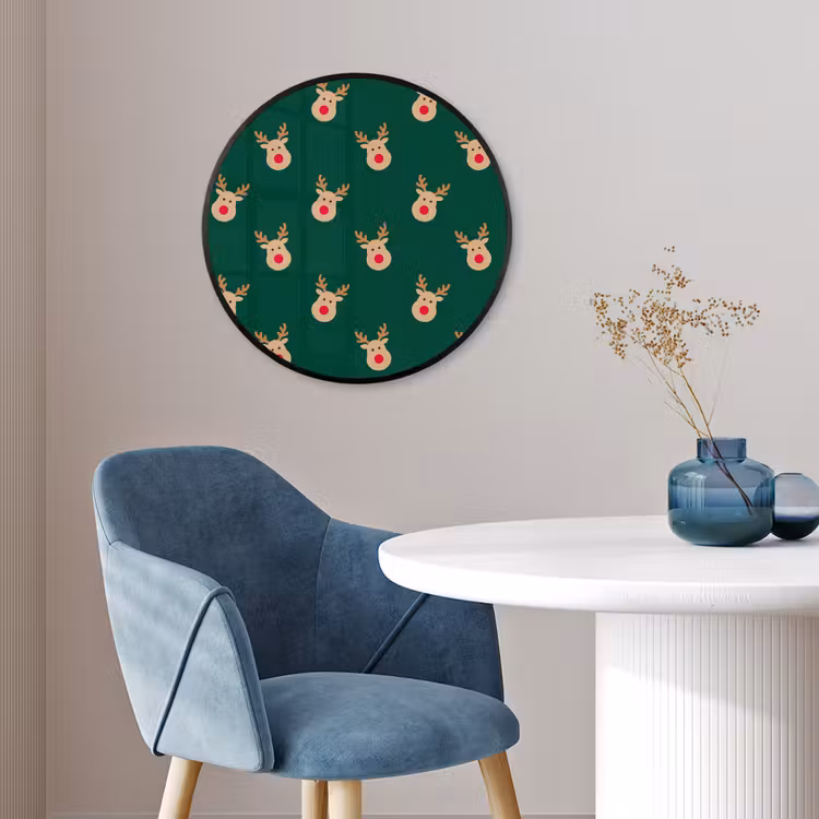 Ronde fotolijst - Rendieren - Kerst - Groen — 4