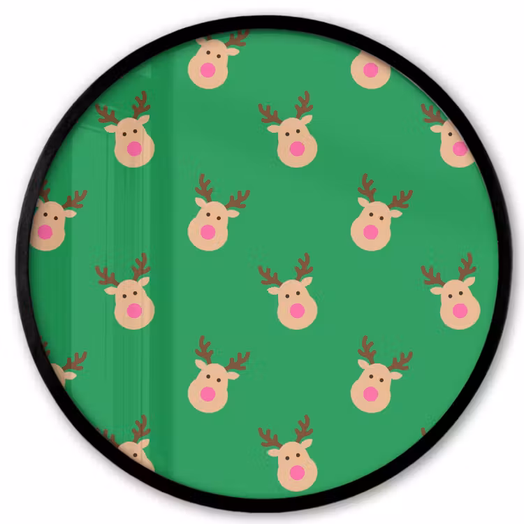 Ronde fotolijst - Rendieren - Kerst - Neon - Groen — 1