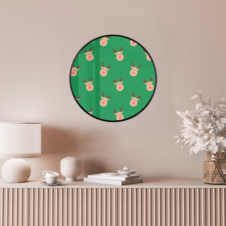Ronde fotolijst - Rendieren - Kerst - Neon - Groen — 5