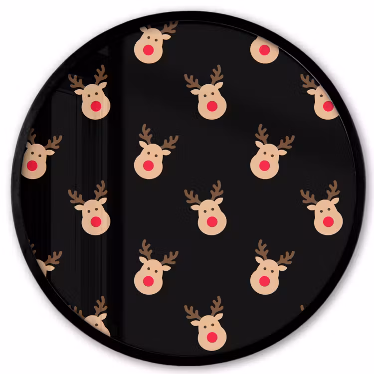Ronde fotolijst - Rendieren - Kerst - Zwart — 1