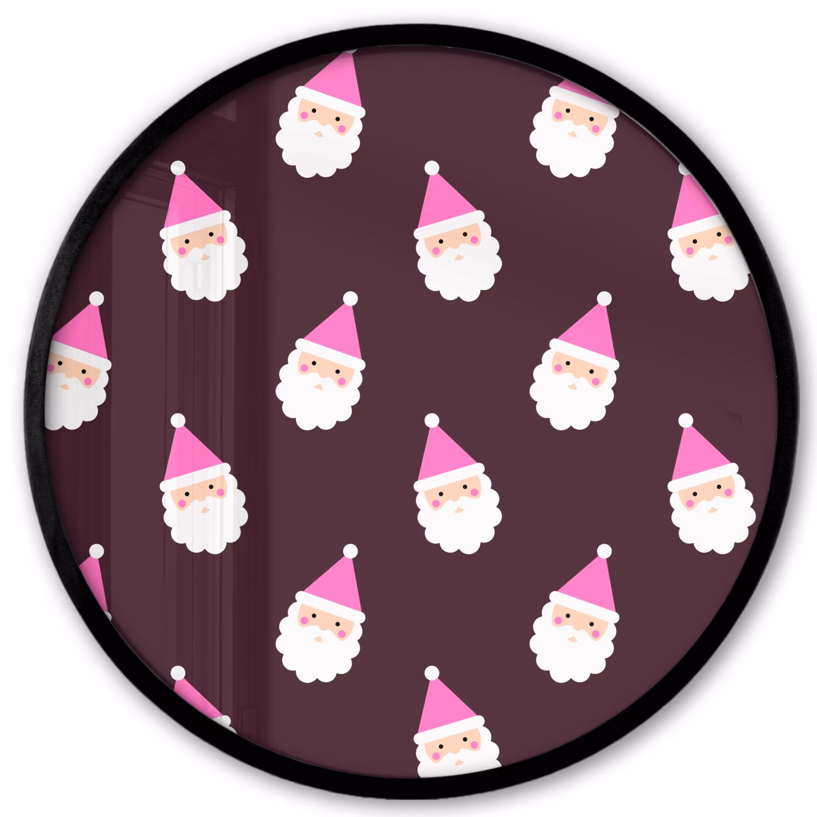 Ronde fotolijst - Kerstman - Kerst - Roze - Burgundy — 1