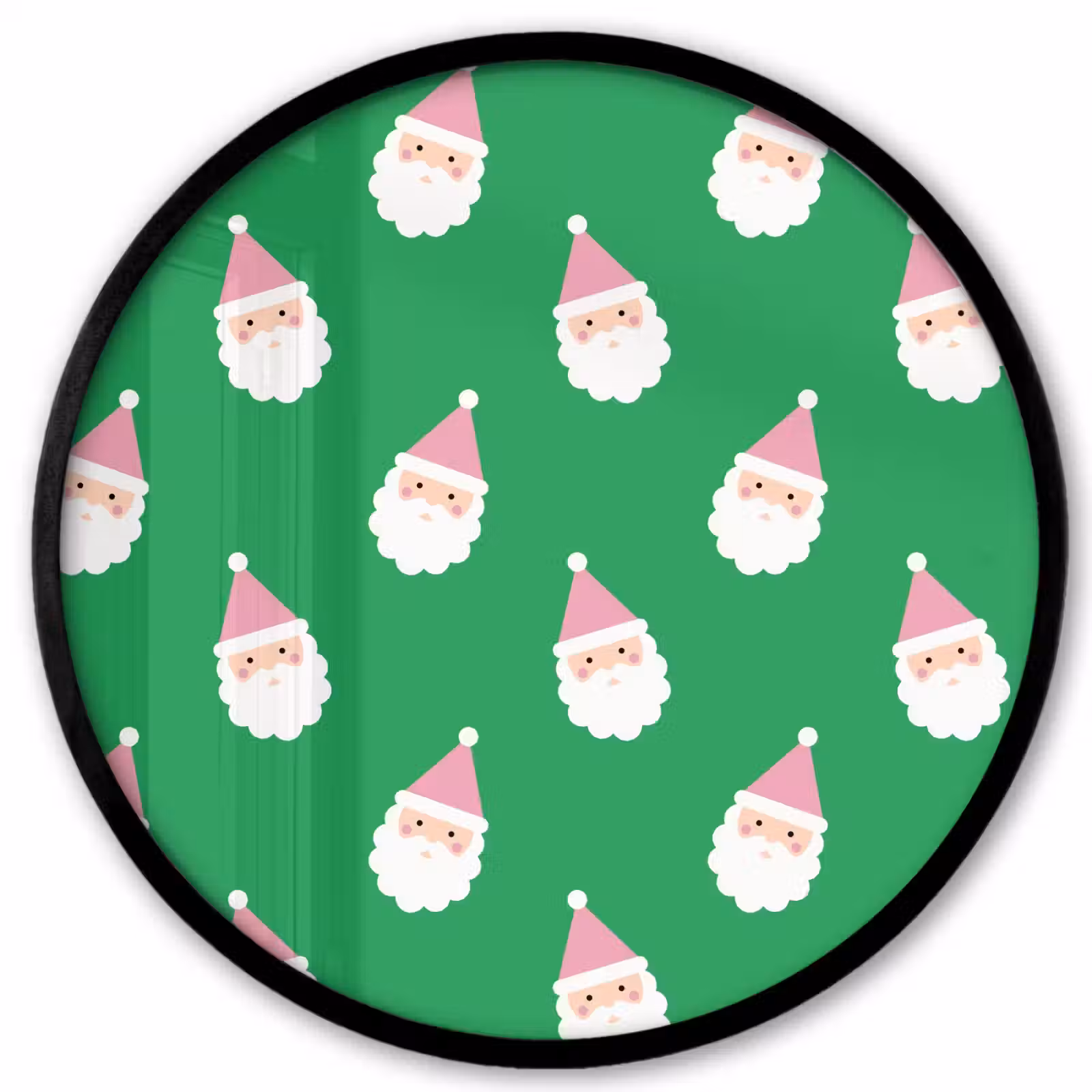 Ronde fotolijst - Kerstman - Kerst - Roze - Groen — 1