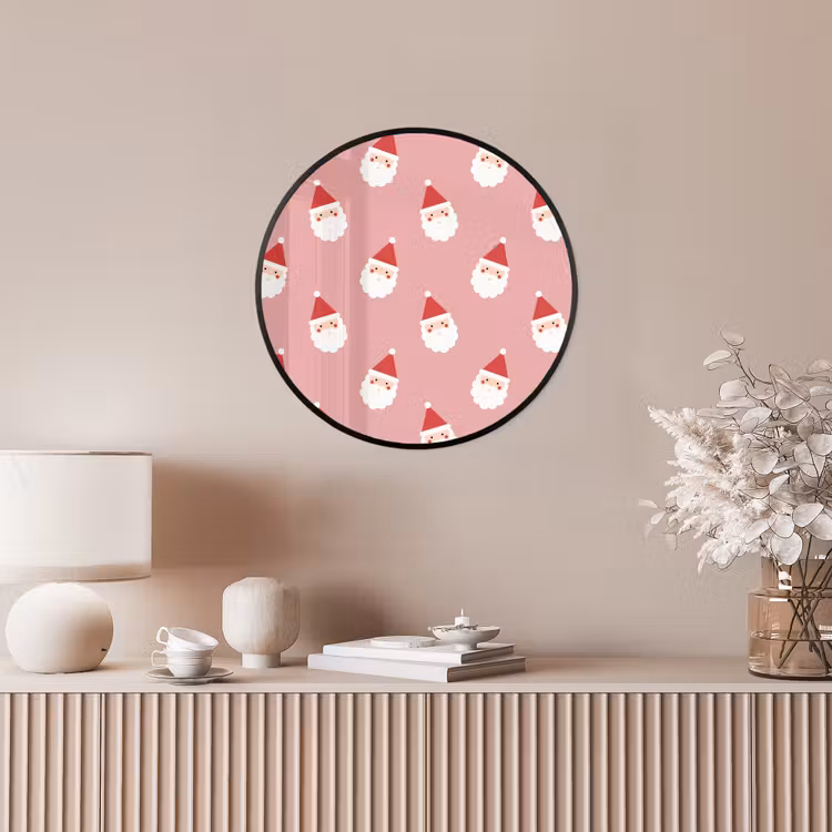 Ronde fotolijst - Kerst - Kerstman - Roze — 5