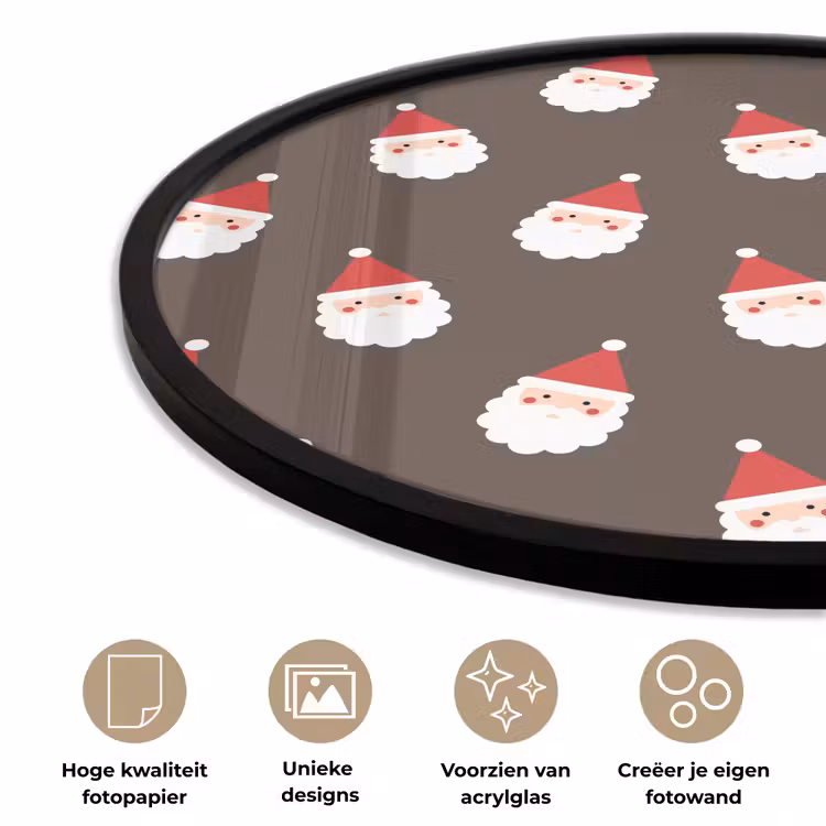 Ronde fotolijst - Kerstman - Kerst - Bruin — 2