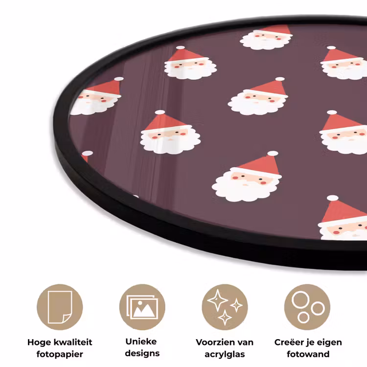 Ronde fotolijst - Kerstman - Kerst - Donker - Rood — 2