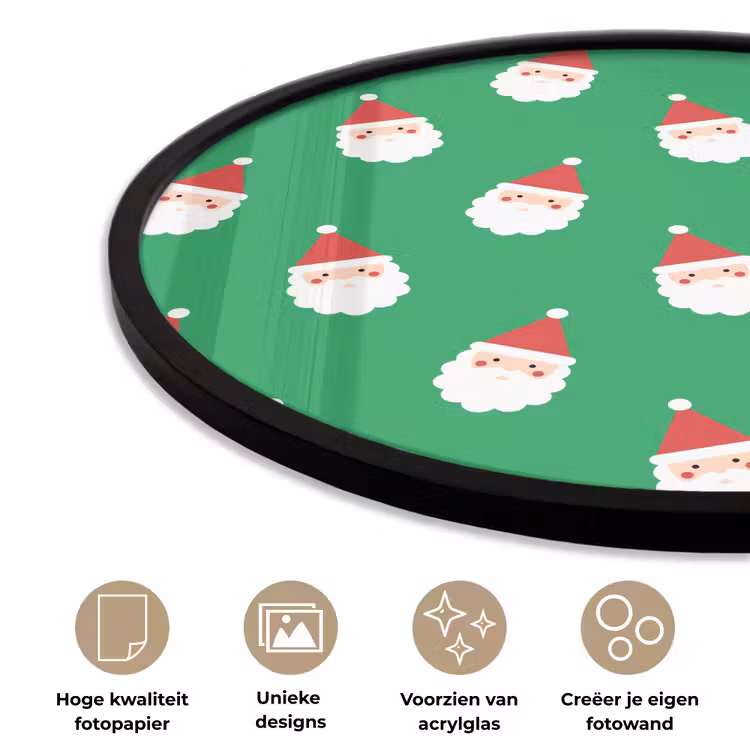 Ronde fotolijst - Kerstman - Kerst - Neon - Groen — 2