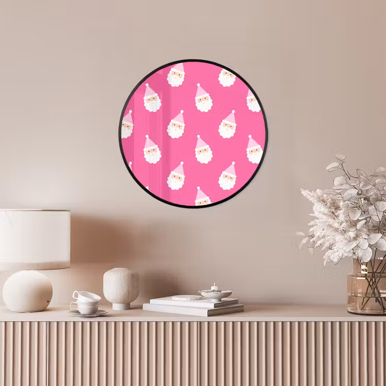 Ronde fotolijst - Kerstman - Kerst - Neon - Roze — 5