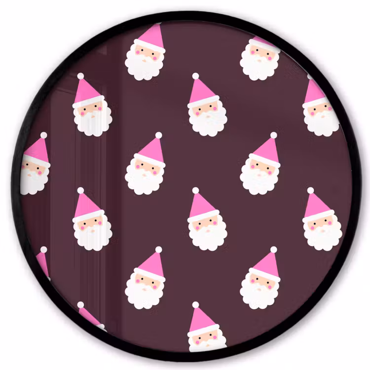 Ronde fotolijst - Kerstman - Kerst - Roze - Burgundy — 1