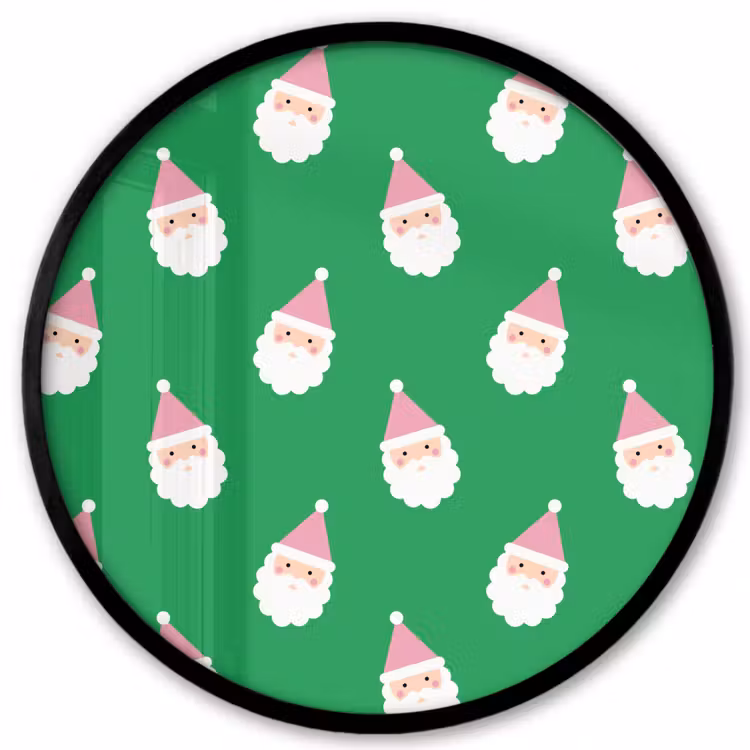 Ronde fotolijst - Kerstman - Kerst - Roze - Groen — 1