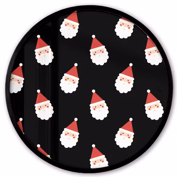 Ronde fotolijst - Kerstman - Kerst - Zwart — 1