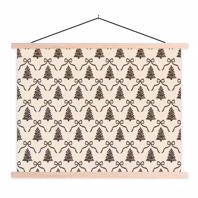 Schoolplaat - Kerst - Taupe - Crème - Strik — 1