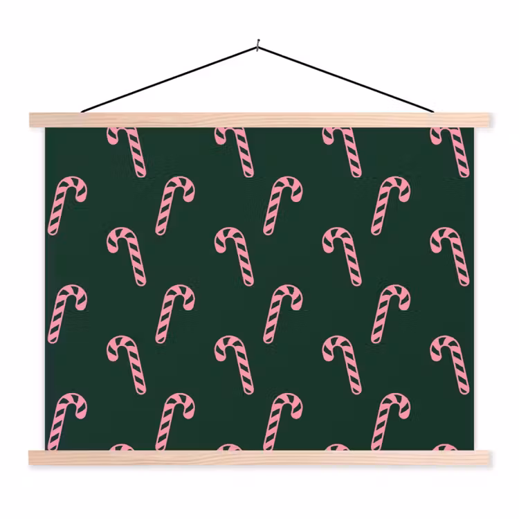 Schoolplaat - Kerst - Roze - Groen - Zuurstok — 1