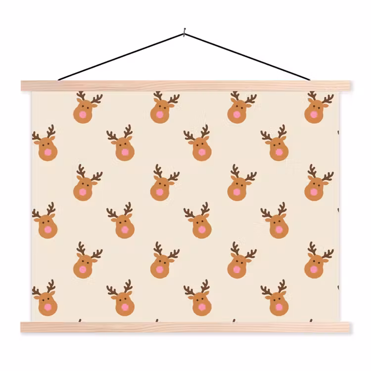 Schoolplaat - Rendieren - Kerst - Crème - Roze — 1