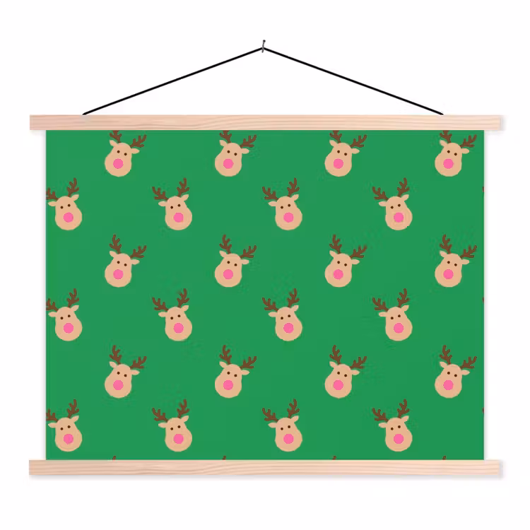 Schoolplaat - Rendieren - Kerst - Neon - Groen — 1
