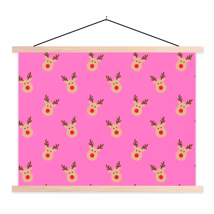 Schoolplaat - Rendieren - Kerst - Neon - Roze — 1