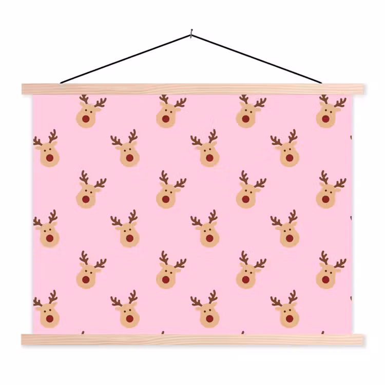 Schoolplaat - Rendieren - Kerst - Roze — 1