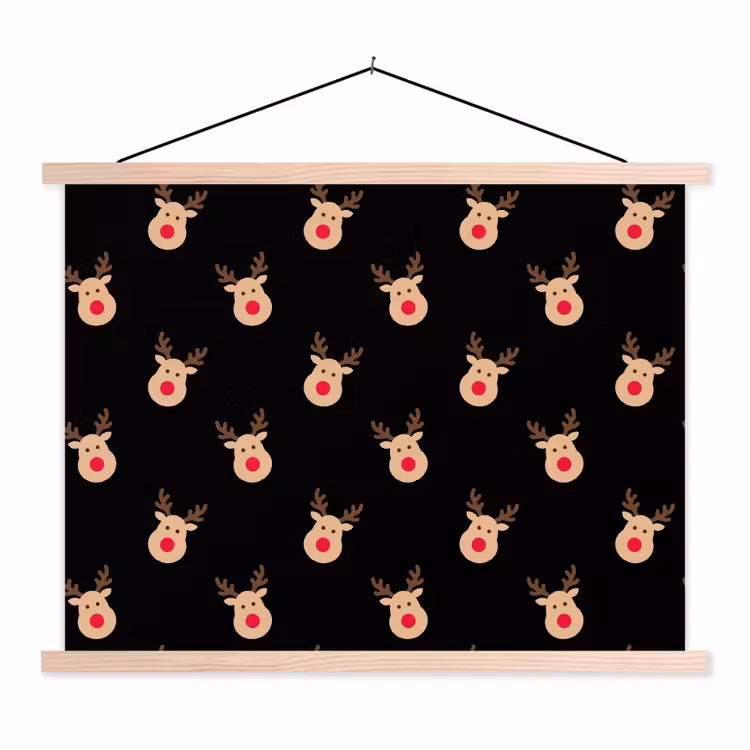 Schoolplaat - Rendieren - Kerst - Zwart — 1