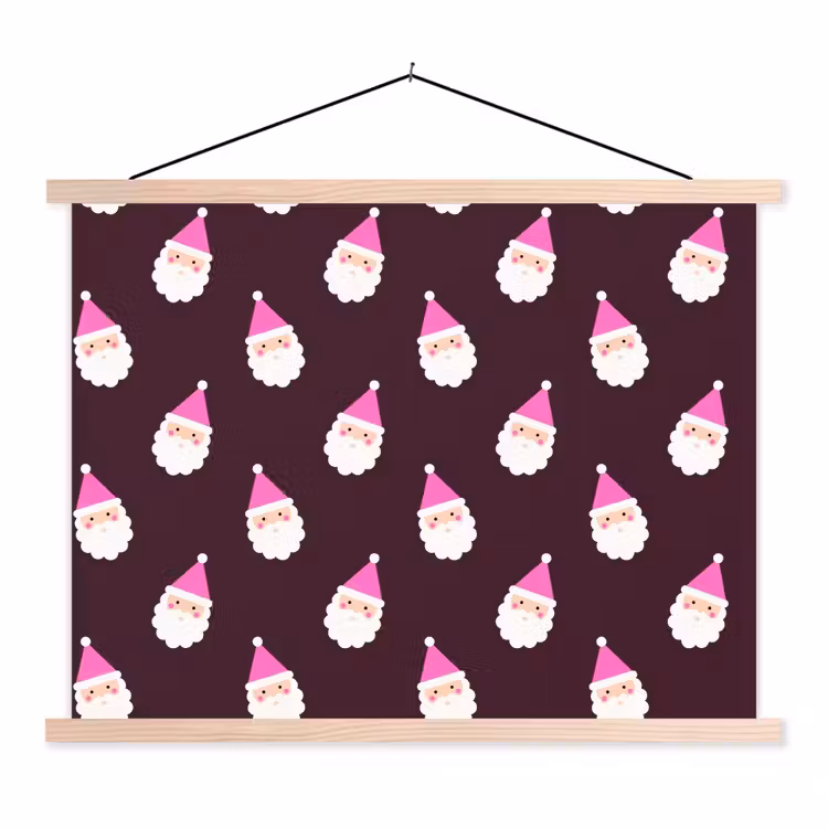 Schoolplaat - Kerstman - Kerst - Roze - Burgundy — 1