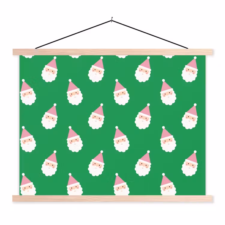 Schoolplaat - Kerstman - Kerst - Roze - Groen — 1