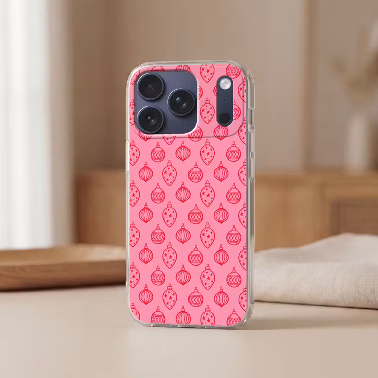 Telefoonhoesje - Kerstbal - Roze - Rood — 3