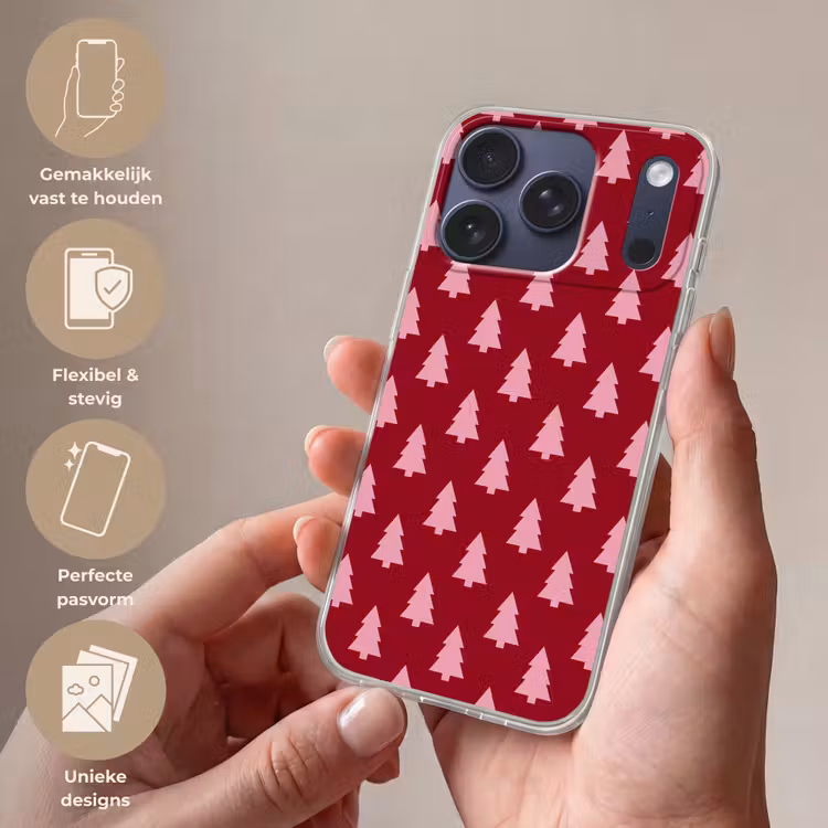 Telefoonhoesje - Kerstboom - Burguny - Roze — 4