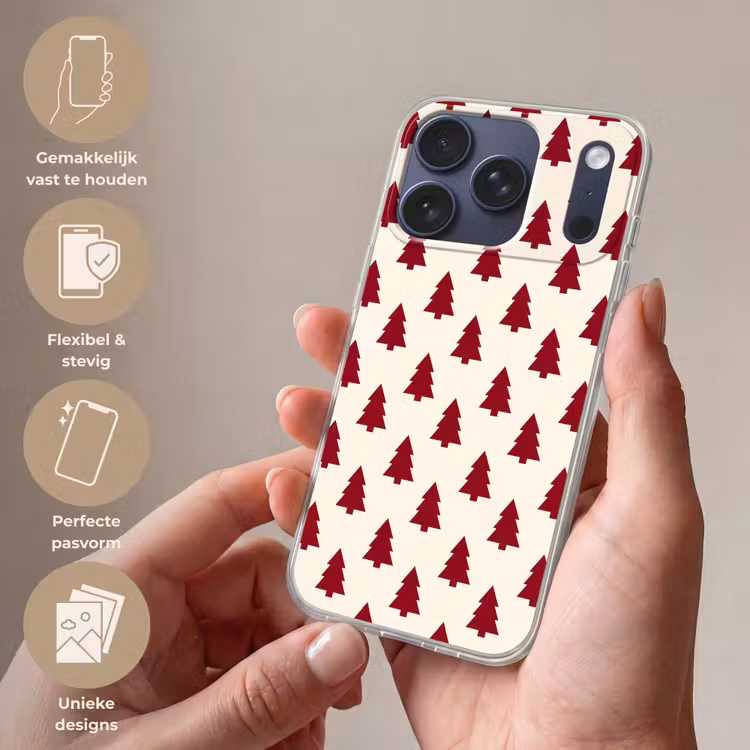 Telefoonhoesje - Kerstboom - Crème - Rood — 4
